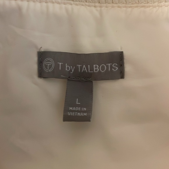 Talbots women’s large 12 14 coat jacket Cream beige Quilted Puffer light NWOT - Picture 7 of 10